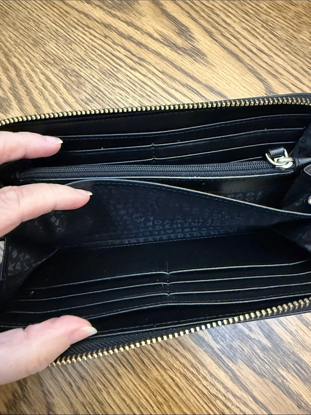 kate spade Black Zip Wallet with Gold Hardware